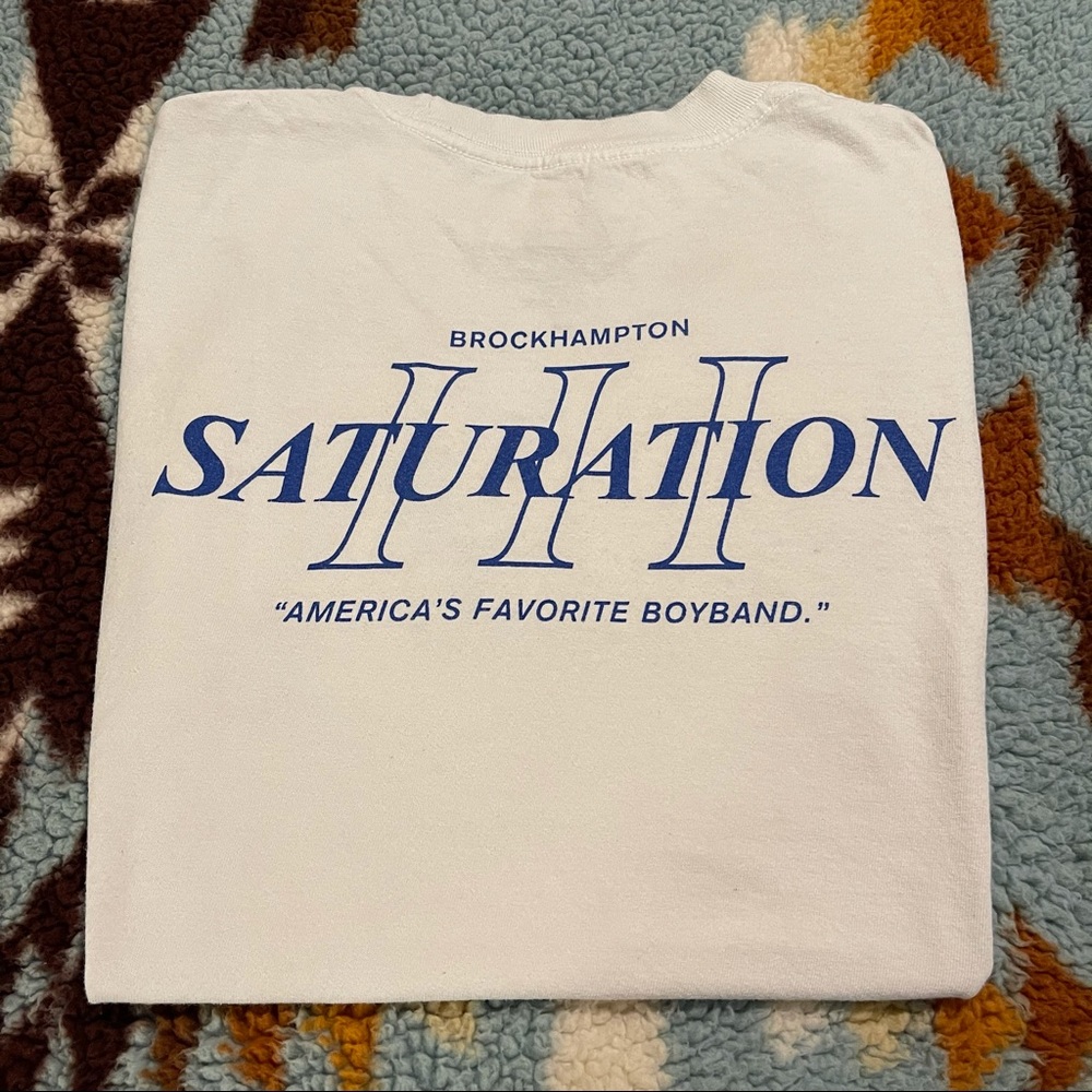 brockhampton white saturation 3 band tee raindrop t shirt medium adult unisex